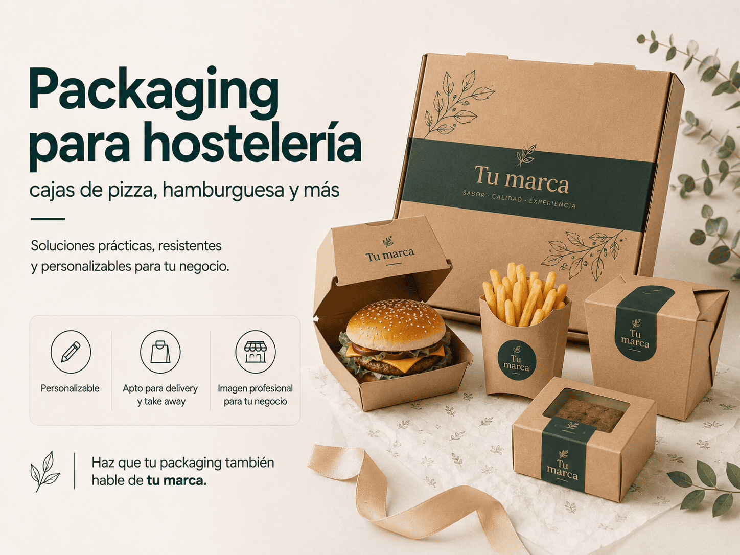 Packaging para hostelería: cajas de pizza, hamburguesa y más
